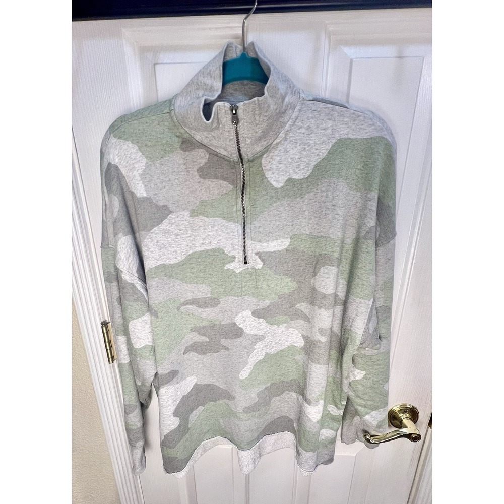 Aerie‎ Sweatshirt Womens Medium Sunday Soft 1/4 Zip Oversized  Camo Camouflage